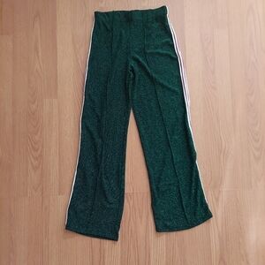 San Souci Green Metalic Knits Pants With Athletic Piping Sz Small